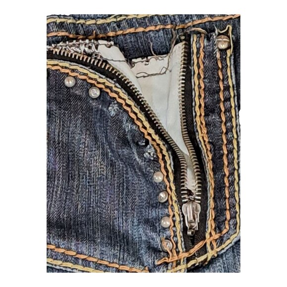 Y2K Request Express Womens Denim Bootcut Jeans 19/38 Denim Dark Wash (FLAW) - Picture 6 of 16